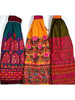 Lot of Three Hand-Embroidered Skirts from Kutchh