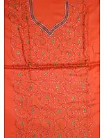 Orange Hand-Embroidered Two-Piece Suit from Kashmir