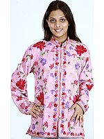 Pink Aari Jacket from Kashmiri with Floral Embroidery
