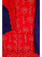 Red and Blue Bandhani Tie-Dye Suit from Gujarat