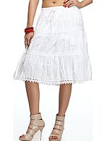 White Short Skirt with Beads and Lace