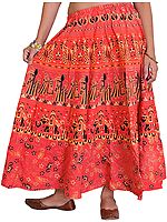 Sanganeri Midi Skirt from Jodhpur with Printed Marriage Procession