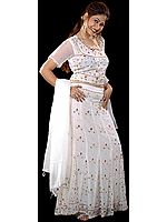 White Bridal Lehenga Choli with Beadwork and Sequins