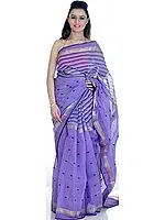 Amethyst Hand-Woven Sari with All-Over Weave