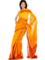 Orange Little-Krishna Baluchari Sari