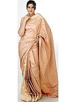 Peach Jamawar Banarasi Sari with All-Over Bootis Woven by Hand