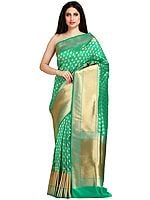 Traditional Banarasi Saree with Woven Bootis and Zari Weave on Pallu