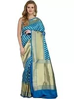 Traditional Banarasi Saree with Woven Bootis and Zari Weave on Pallu