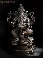 48" Large Sitting Chaturbhujadhari Bhagawan Ganapati In Panchaloha Bronze | Made in Swamimalai, Tamil Nadu