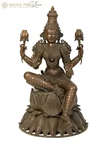 48" Superfine Goddess Lakshmi Idol Seated on Lotus | Bronze Sculpture