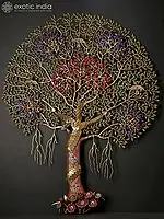 61" Large Size Beautiful Tree of Life | Wall Hanging | Brass with Inlay Work