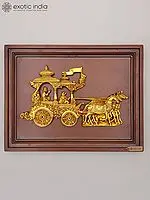 16" Wood Framed Gita Upadesha in Brass | Wall Hanging