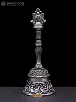 4" Vaishnava Chakra Bell in Brass with Silver Plating