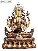 28" Large Chenrezig (Tibetan Buddhist Deity) In Brass | Handmade | Made In India