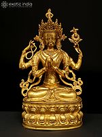 14” Chenrezig Statue the Tibetan Buddhist Deity in Brass | Handmade | Made in India