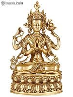 14” Chenrezig Statue the Tibetan Buddhist Deity in Brass | Handmade | Made in India