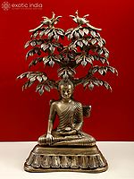 31" Large Size Nirvana Buddha Under the Tree of Life In Brass | Handmade | Made In India