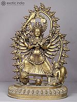 Eighteen Armed form of Goddess Durga Brass Statue from Nepal