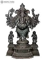 Veera Ganpati Panchaloha Bronze Statue: 57 Inch Tall, Lost-Wax Casting