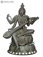66'' Large Devi Saraswati | Madhuchista Vidhana (Lost-Wax) | Panchaloha Bronze from Swamimalai (Shipped by Sea)