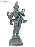 42" Large Standing Devi Saraswati Panchaloha Bronze Statue from Swamimalai