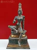 20" Seated Goddess Uma Brass Idol | Handmade Devi Parvati Statues