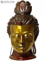 24" Large Size Buddha Head Brass Idol | Handmade Brass Sculpture