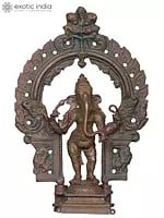 5'' Standing Lord Ganesha Bronze Statue With Arch