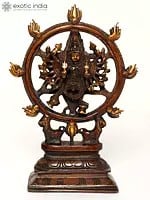 9" Brass Sudarshana Vishnu with Narasimha On Reverse