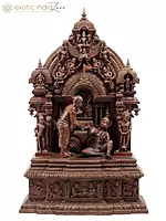 64" Dying Karna Gave His Golden Teeth To Lord Krishna | Superfine Wooden Carved Award Winning Sculpture