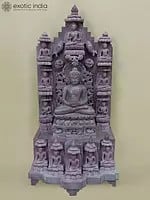 12" Lord Buddha Statue in Dhyana Mudra | Pink Serpentine Stone