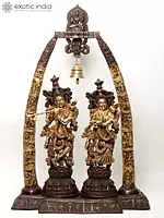 36" Radha-Krishna Within An Aureole Engraved With Krishnaleela Episodes
