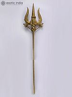 54" Brass Trident of Shiva with Image of Goddess Parvati