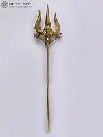 54" Brass Trident of Shiva with Image of Goddess Parvati
