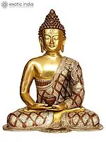 17" Lord Buddha in Dhyana Mudra (Robes Decorated with Lotus Flowers)
