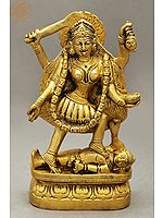 6" Goddess Kali in Brass | Handmade | Made In India