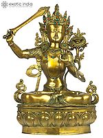 39" (Tibetan Buddhist Deity) Large Size Manjushri - Bodhisattva of Transcendent Wisdom In Brass | Handmade | Made In India