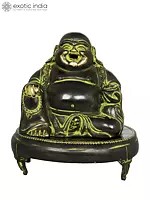 6" Laughing Buddha Incense Burner in Brass | Handmade | Made in India