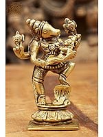 3" Lord Vishnu in Varaha Incarnation with Bhudevi | Handmade Brass Statue