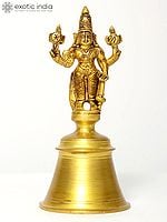 6" Lord Vishnu Handheld Bell in Brass | Handmade | Made in India