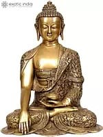 13" Lord Buddha in Bhumisparsha Mudra In Brass | Handmade | Made In India