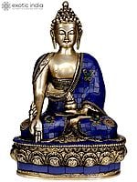 13" (Tibetan Buddhist Deity) Lapis Healing Buddha In Brass | Handmade | Made In India