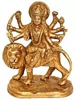 6" Mother Goddess Durga Idol In Brass | Handmade Statues | Made In India