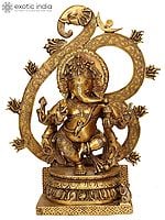 16" Six-armed Ganesha Enshrining the Cosmic Syllable AUM In Brass | Handmade | Made In India