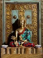 8" The Medicine Buddha (Tibetan Buddhist) | Inlay Buddha | Brass with Stone | Handmade