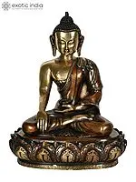 13" Lord Buddha Idol in Earth Touching Gesture in Brass | Handmade Statue | Made in India