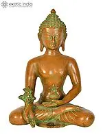 Brass Medicine Buddha Sculpture, 9-Inch Tibetan Buddhist Figure