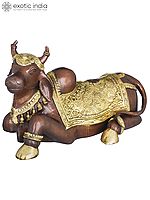 8" Nandi In Anticipation Of Shivaji's Presence In Brass | Handmade | Made In India