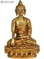 8" Brass Resplendent Buddha Statue in Bhumisparsha Mudra | Handmade | Made in India