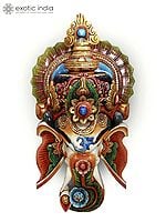 45" Superlarge Wooden Lord Ganesha Mask Wall Hanging